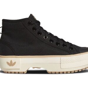 Adidas Women's Black and Cream High-Top Sneakers